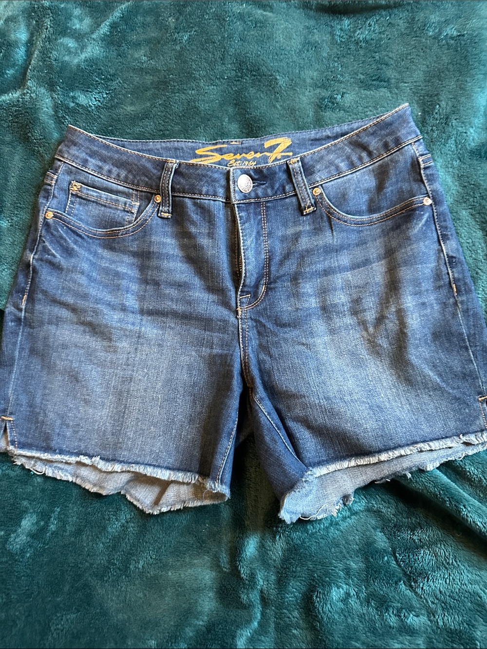 Seven7 Women's Indigo Blue Denim Cutoff Shorts